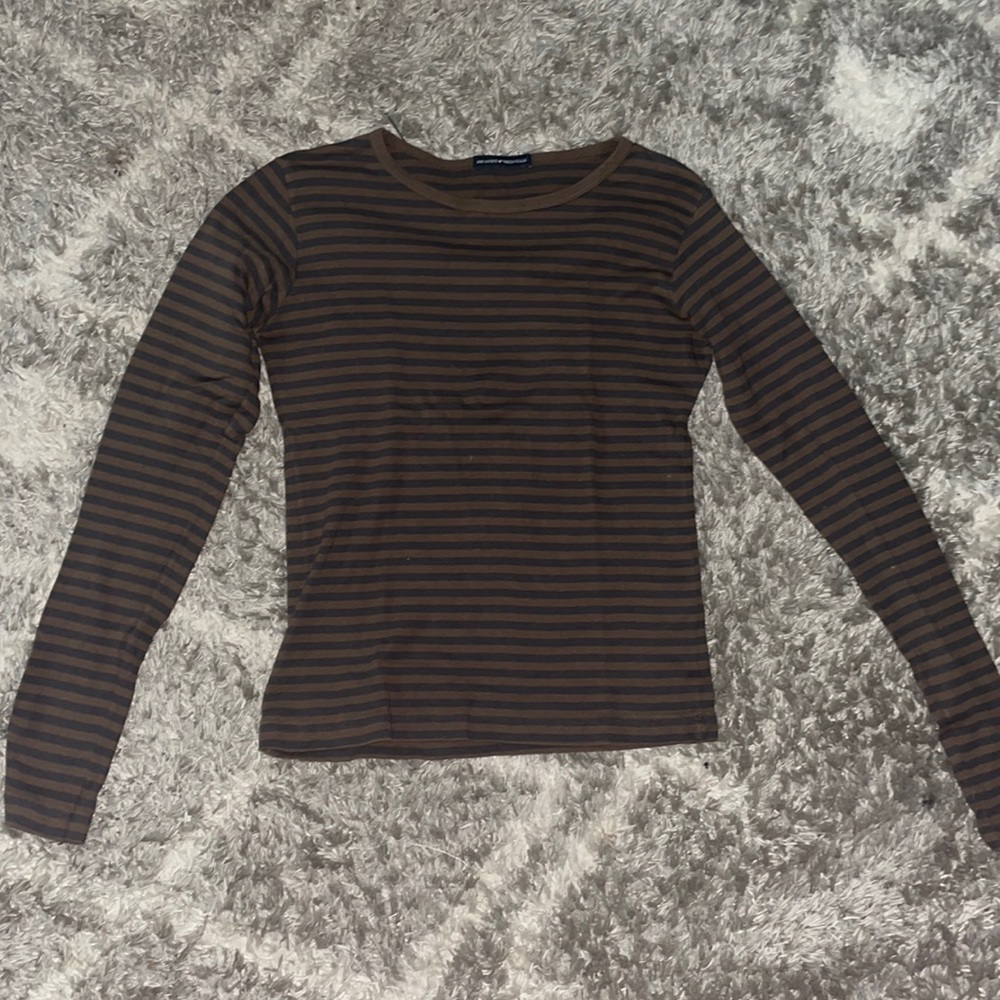 Brandy brown and black striped long sleeve shirt
